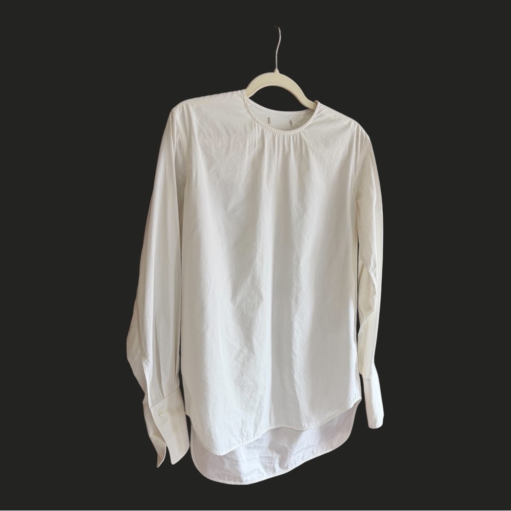 CELINE Phoebe Long Sleeve Cotton Silk Long Sleeve Top Blouse White 38 6-8 - Picture 13 of 13